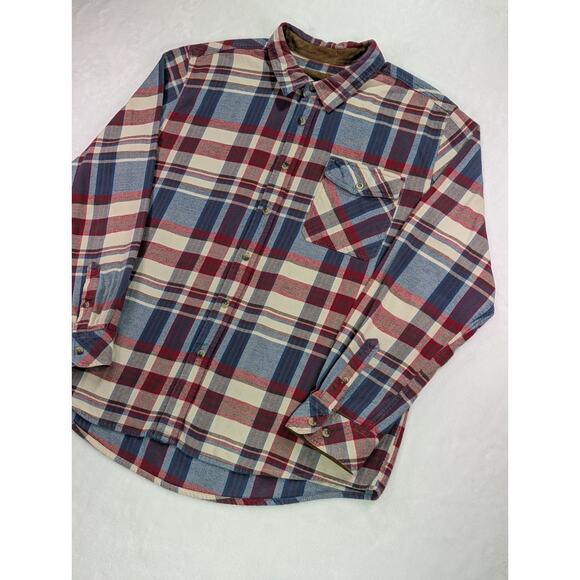 CQR Size 2XL Red,White,Blue,Brown Corduroy Flip Cuff 100% Cotton Flannel Shirt - Picture 4 of 15